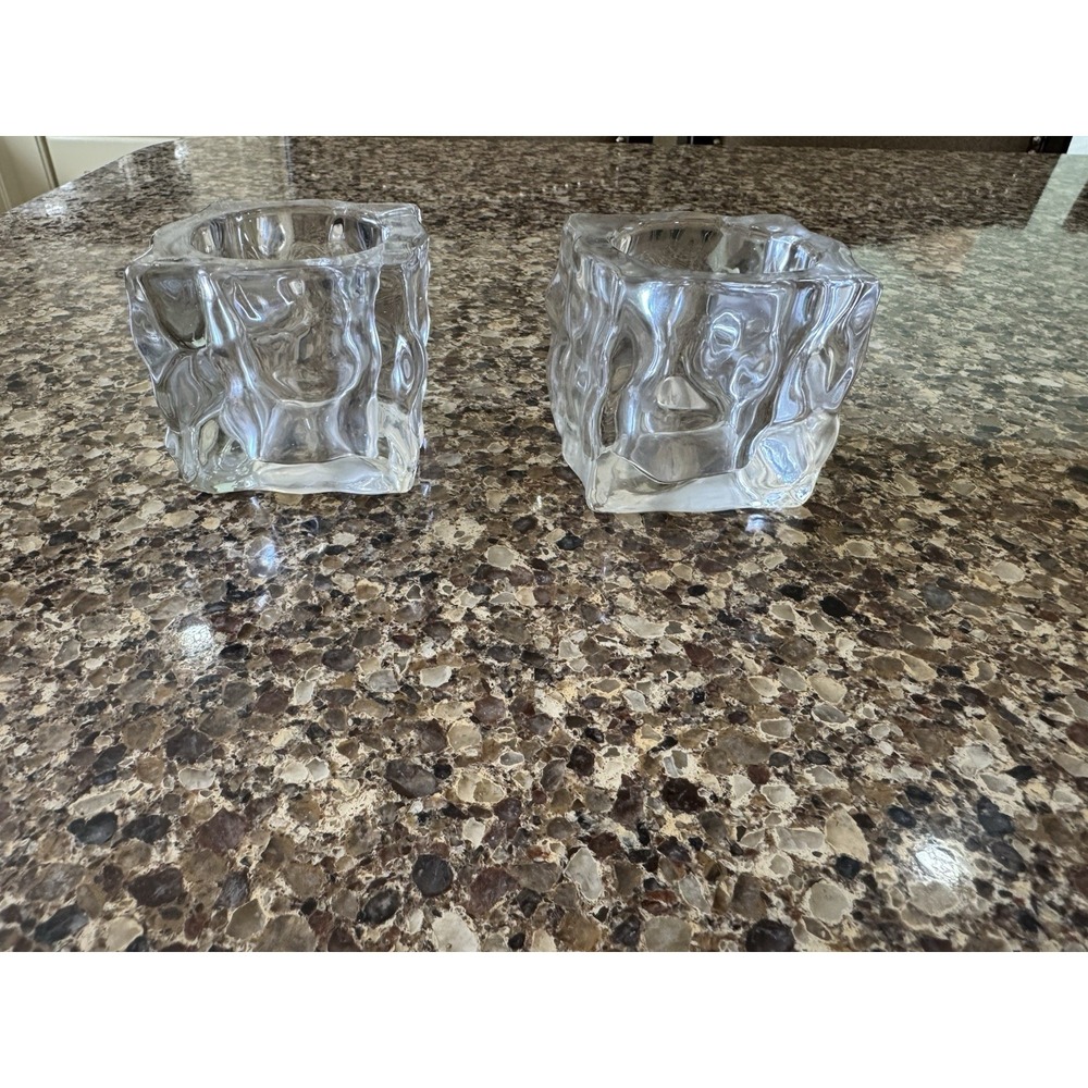 Partylite Ice Cube Votive candle holder EUC Set Of‎ Two